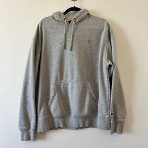 Champion Grey Monochromatic Fleece Lined Hoodie Sweatshirt Mens Large *